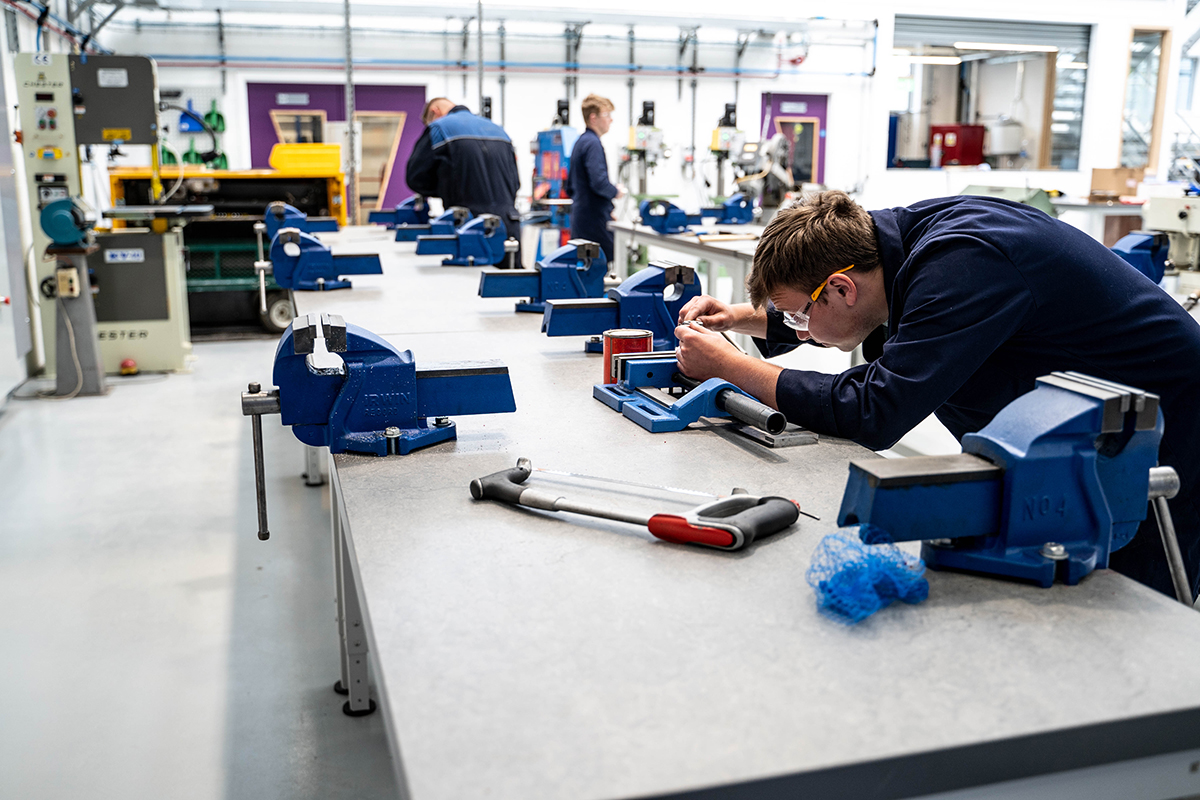 Student working in new Truro & Penwith College facility