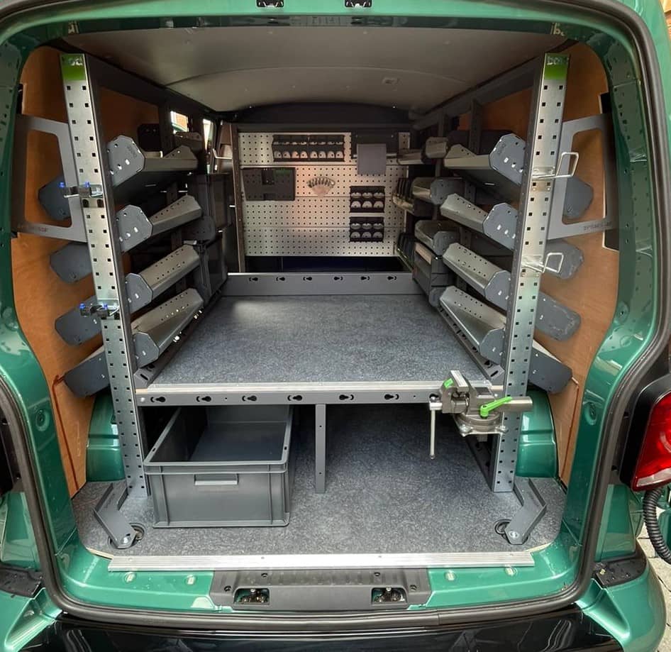 self fit van racking - rear of van - van shelving & van false floor